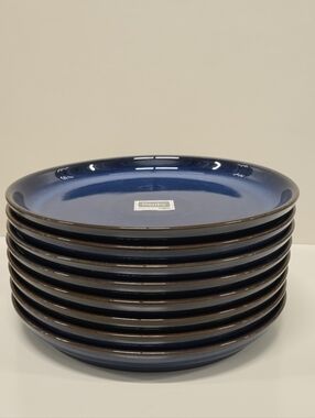 Denby Made In England  Imperial Blue Coupe Dinner Plates 10" SET OF 8 NEW
